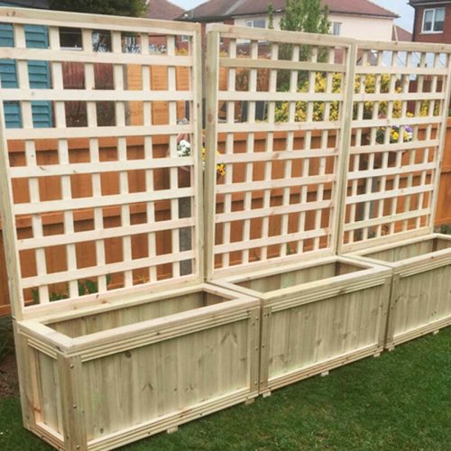 Treasure Chest Wooden Trellis Panel with Planter