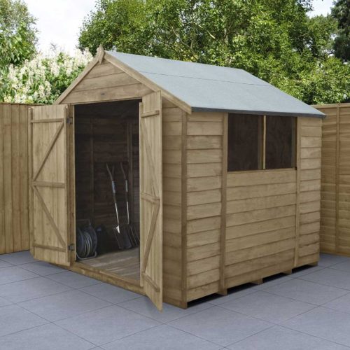 Overlap Pressure Treated 7×7 Apex Shed – Double Door