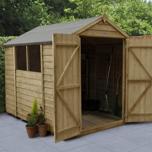 Overlap Pressure Treated 8×6 Apex Shed – Double Door