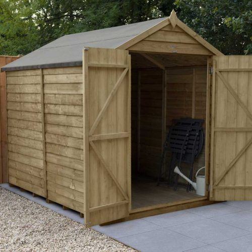 Overlap Pressure Treated 8×6 Apex Shed – Double Door, No Windows