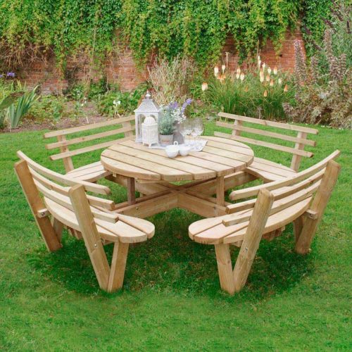 Circular Picnic Table with Seat Backs