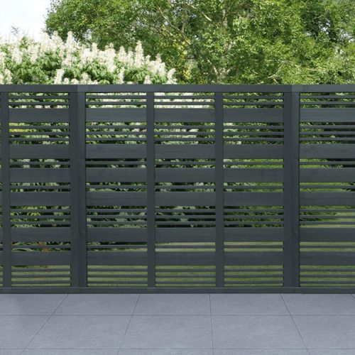 Grey Painted Contemporary Mix Slatted Fence Panel