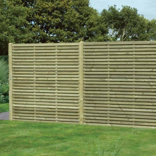 Contemporary Double Slatted Fence Panel – 45 mm wide boards