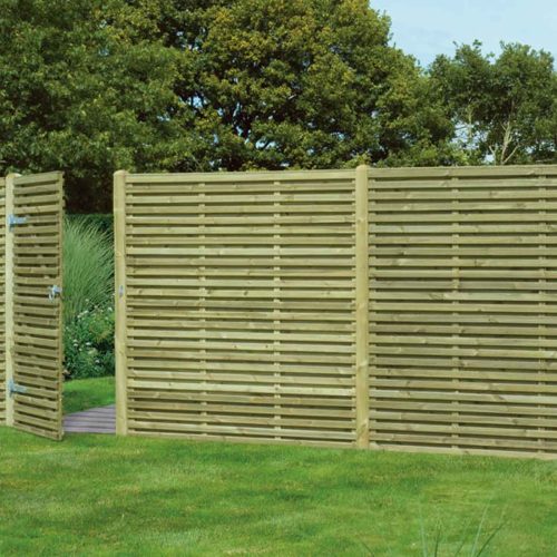 Contemporary Double Slatted Fence Panel - 45 mm wide boards