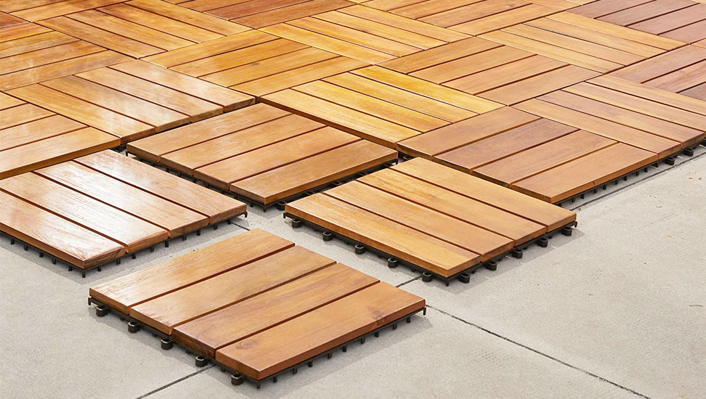 Smooth Softwood Decking Tiles 50x50cm, Softwood Floor Tiles